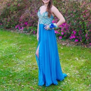 blue sparkly prom dress